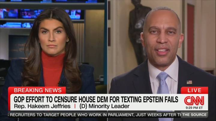 Kaitlin Collins Grills Jeffries on Plaskett-Epstein Texts in Testy Exchange