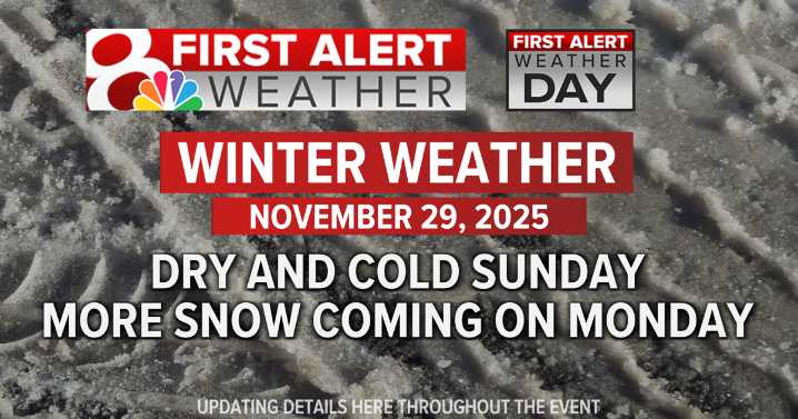 First Alert Weather Day: Cold Sunday, more snow on Monday