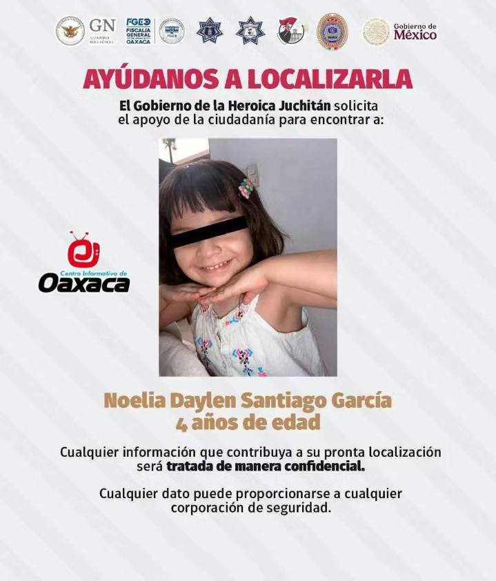 Autoridades buscan a la niña Noelia Daylen, de 4 años, tras triple ejecución en Juchitán, #Oaxaca, este lunes