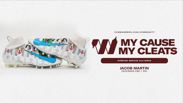 Jacob Martin supports the Humane Rescue Alliance for 'My Cause, My Cleats'