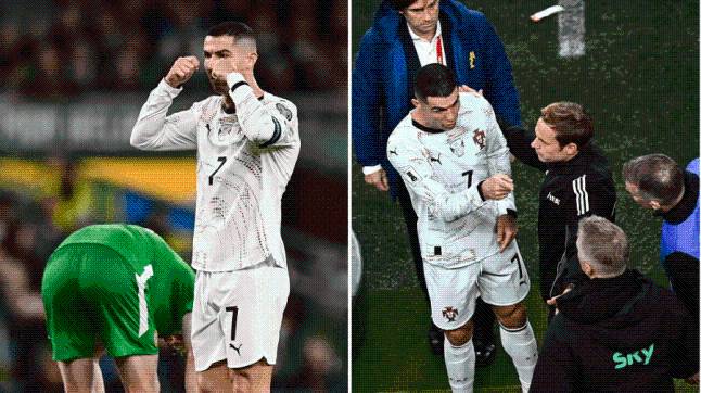 ‘Crying’ Cristiano Ronaldo brutally mocked by Ireland fans after red card