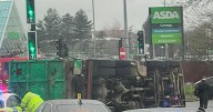 Small Heath lorry crash live as lorry overturns on island outside Asda
