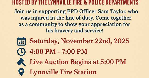 Help Evansville's Officer Taylor at Lynnville's benefit event