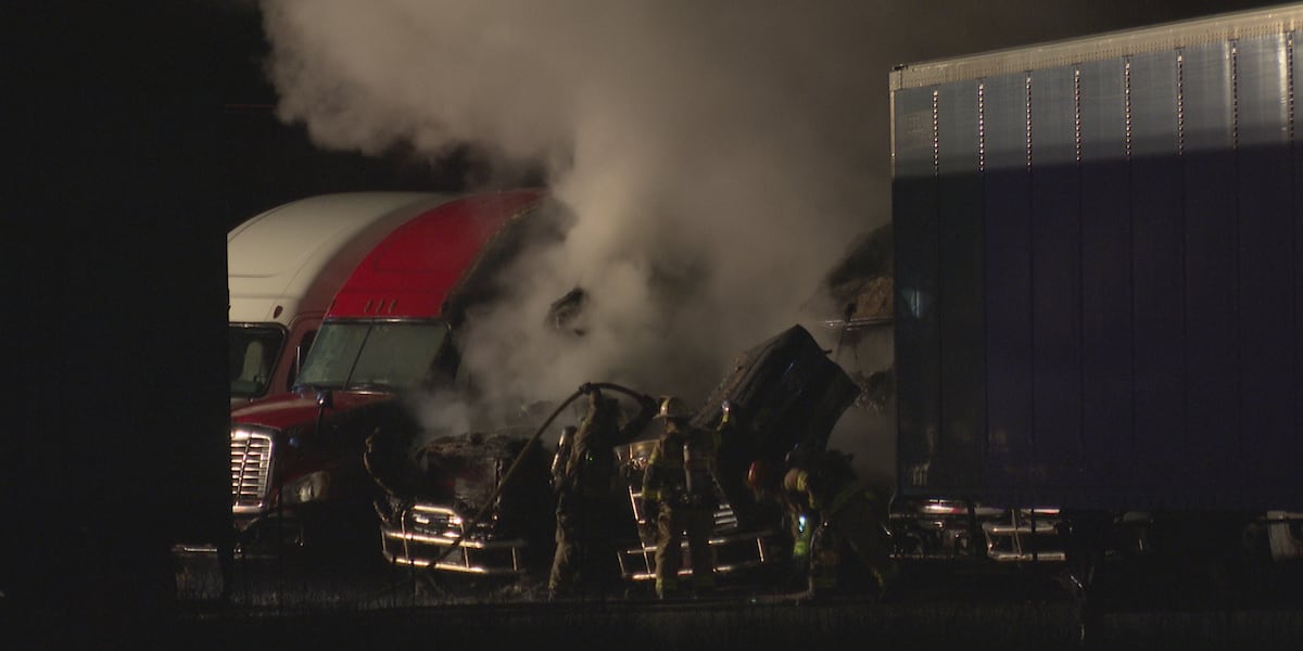 Several semi-trucks catch fire early Tuesday in Holt