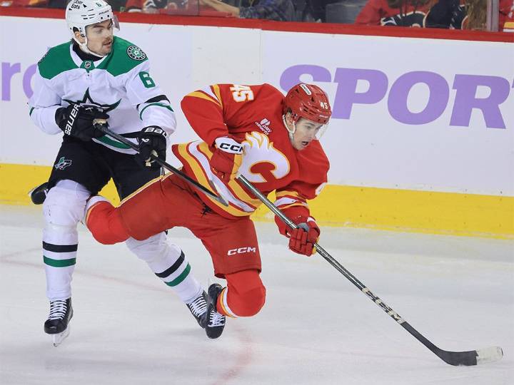 Flames return forward call-up Sam Morton to AHL’s Wranglers