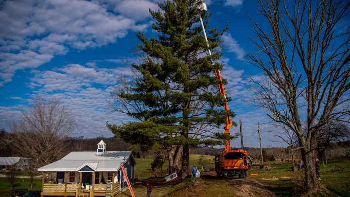 Deckard family continues tradition of giant holiday tree in Owen County