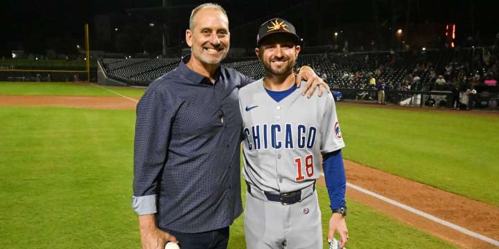 Nick Lovullo, Torey Lovullo share special moment at Fall Stars Game