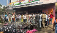 Congress workers attack BRS party office in Manuguru, set furniture on fire