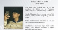 Familiares buscan a  Diego Mejía Flores