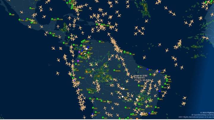 VENEZUELA AVIONES | El radar lo desvela: Venezuela, sin tráfico aéreo