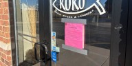 Eviction notice taped on Koko Sushi Bar and Lounge front door