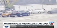 Woman hospitalized after police chase and crash