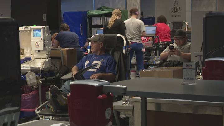 Bills fans roll up their sleeves at Highmark Stadium blood drive