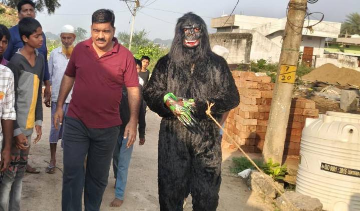 Man in gorilla suit roams Narsapur streets to curb monkey menace