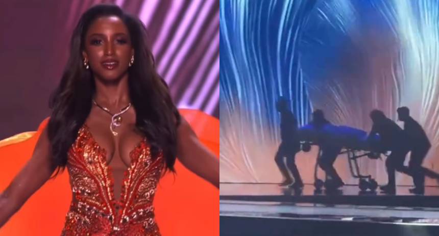 ¡Impactante! Miss Jamaica sufre caída espectacular durante el Miss Universo y es evacuada en camilla