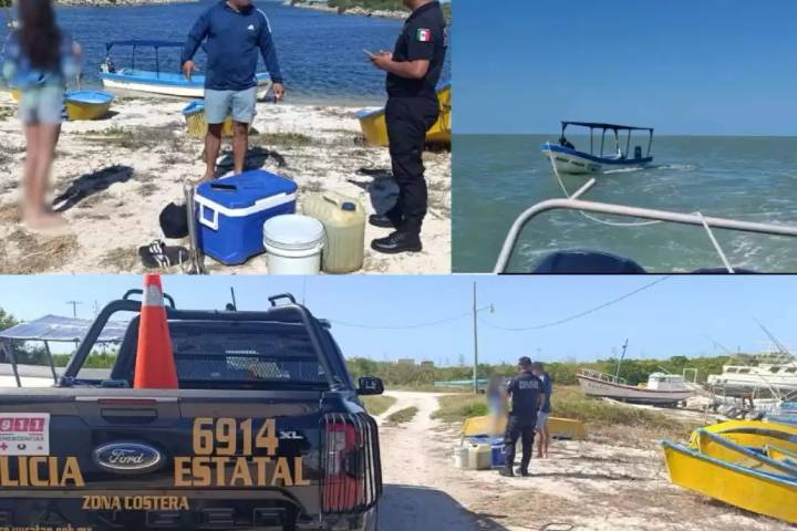 Rescate de embarcación a la deriva frente a San Crisanto en Yucatán