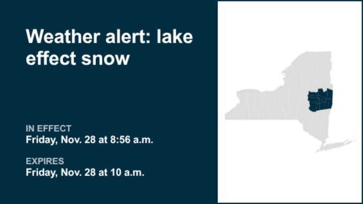 Prepare for lake effect snow in New York Friday morning