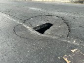 Reportan hundimiento en calle Nueva Independencia