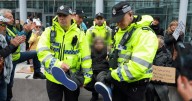 Police clash with protestors outside Principality Stadium