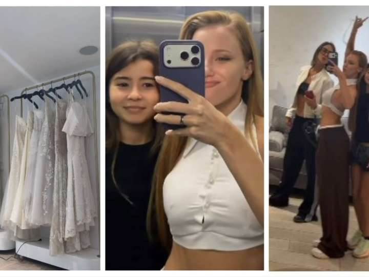 Rocío Pardo se probó el vestido de novia junto a Rufina: la reacción de la hija de Nicolás Cabré y la China Suárez