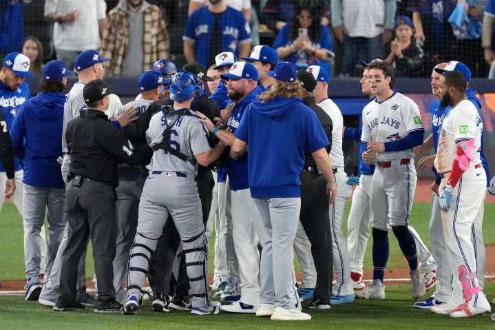 Benches clear with bad blood between Blue Jays and Dodgers in World Series Game 7