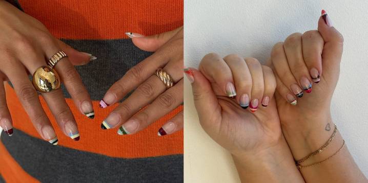 Cozy Striped Sweater Manicure Ideas