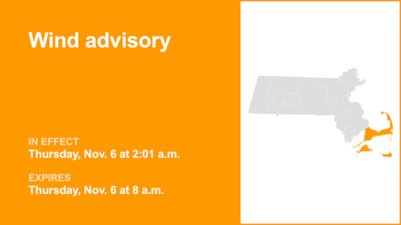 Wind advisory for 3 Massachusetts counties until Thursday morning