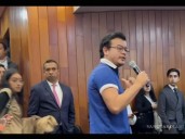 Increpan estudiantes de UNAM a Hugo Aguilar Ortiz: ‘Estuvo cargada la elección judicial’