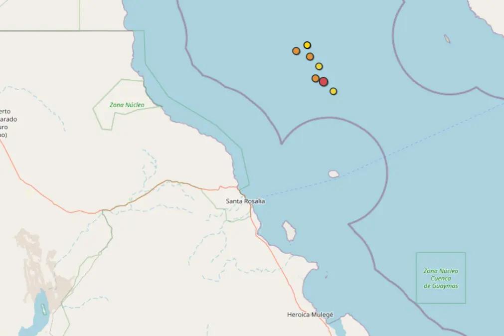 Siete sismos sacuden costas de Santa Rosalía este viernes