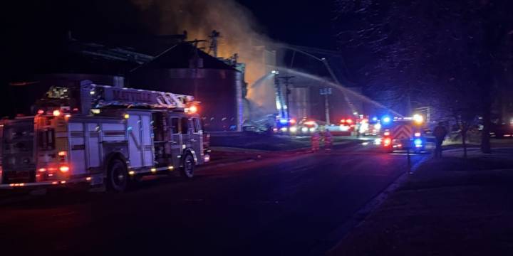 Grain elevator fire burns in Hatton, North Dakota