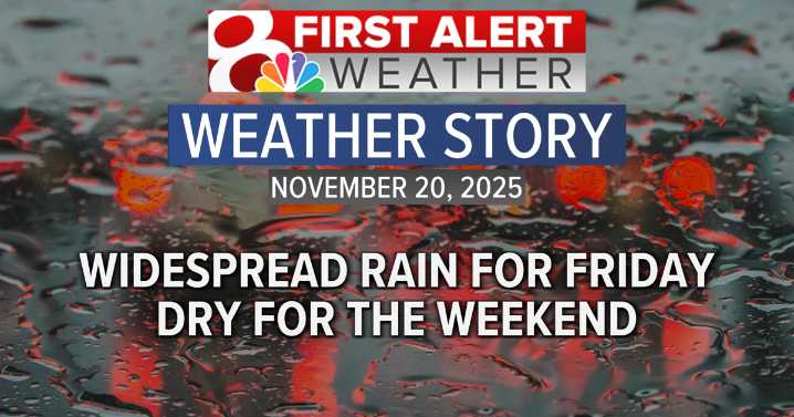 Forecast: Rain moves in for Friday, sunshine returns for the weekend