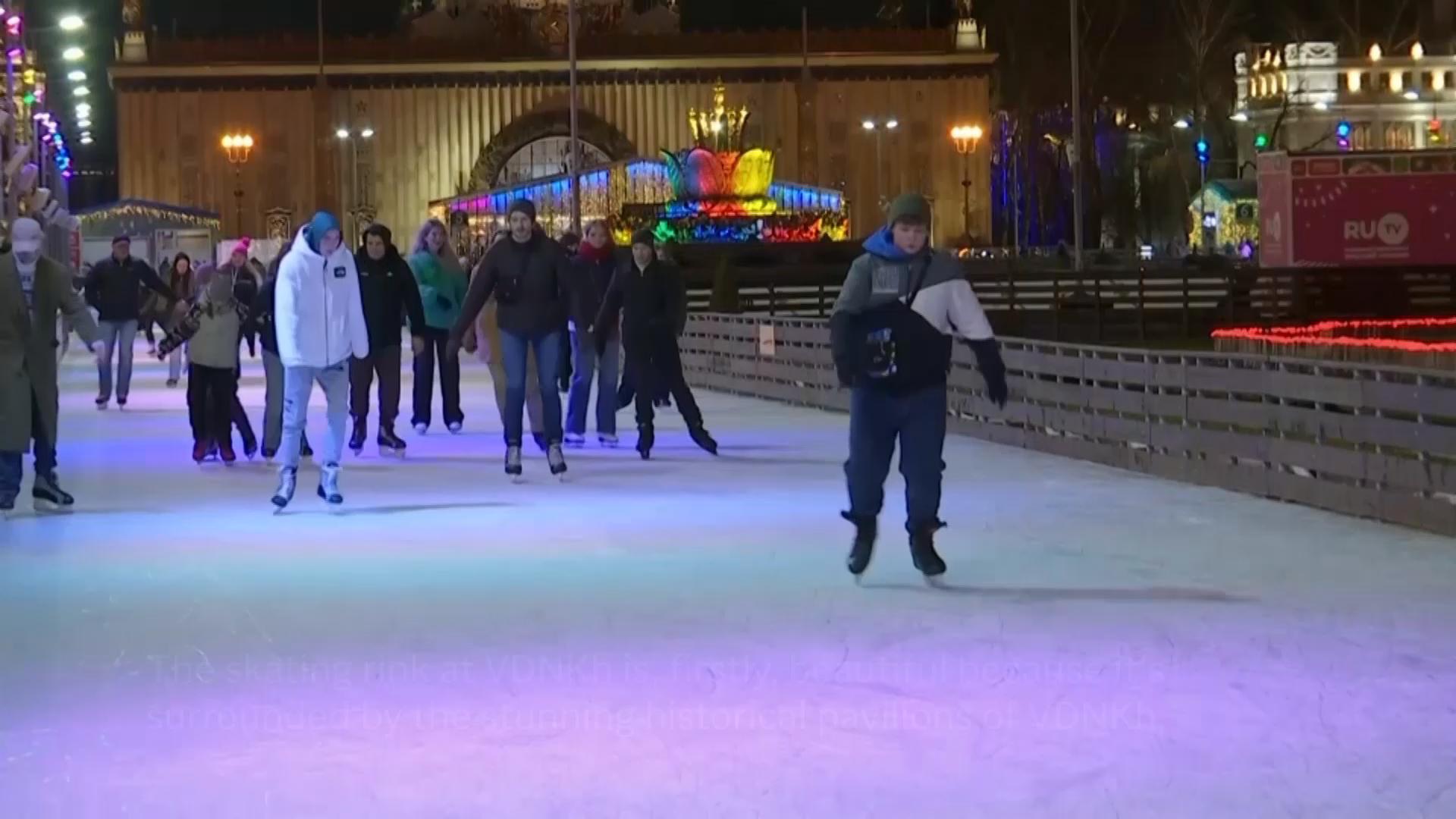 Muscovites take to the ice as large winter rink reopens in Russian capital