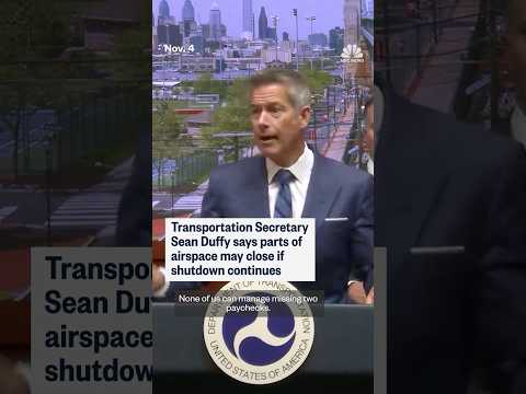 Transportation Secretary Sean Duffy says parts of airspace may close if shutdown continues