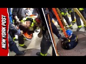 Construction Worker who PLUNGED Down 30ft Manhole Rescued by NYPD, FDNY