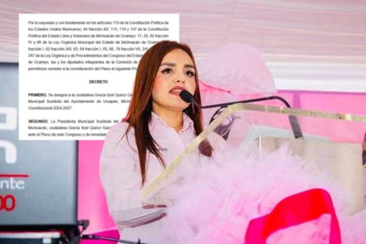 Grecia Itzel Quiroz es designada alcaldesa sustituta de Uruapan tras asesinato de Carlos Manzo