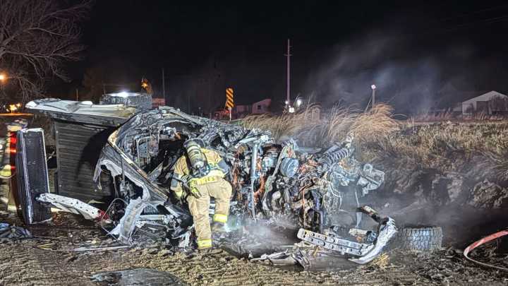 Driver pulled out of burning pickup in Watertown