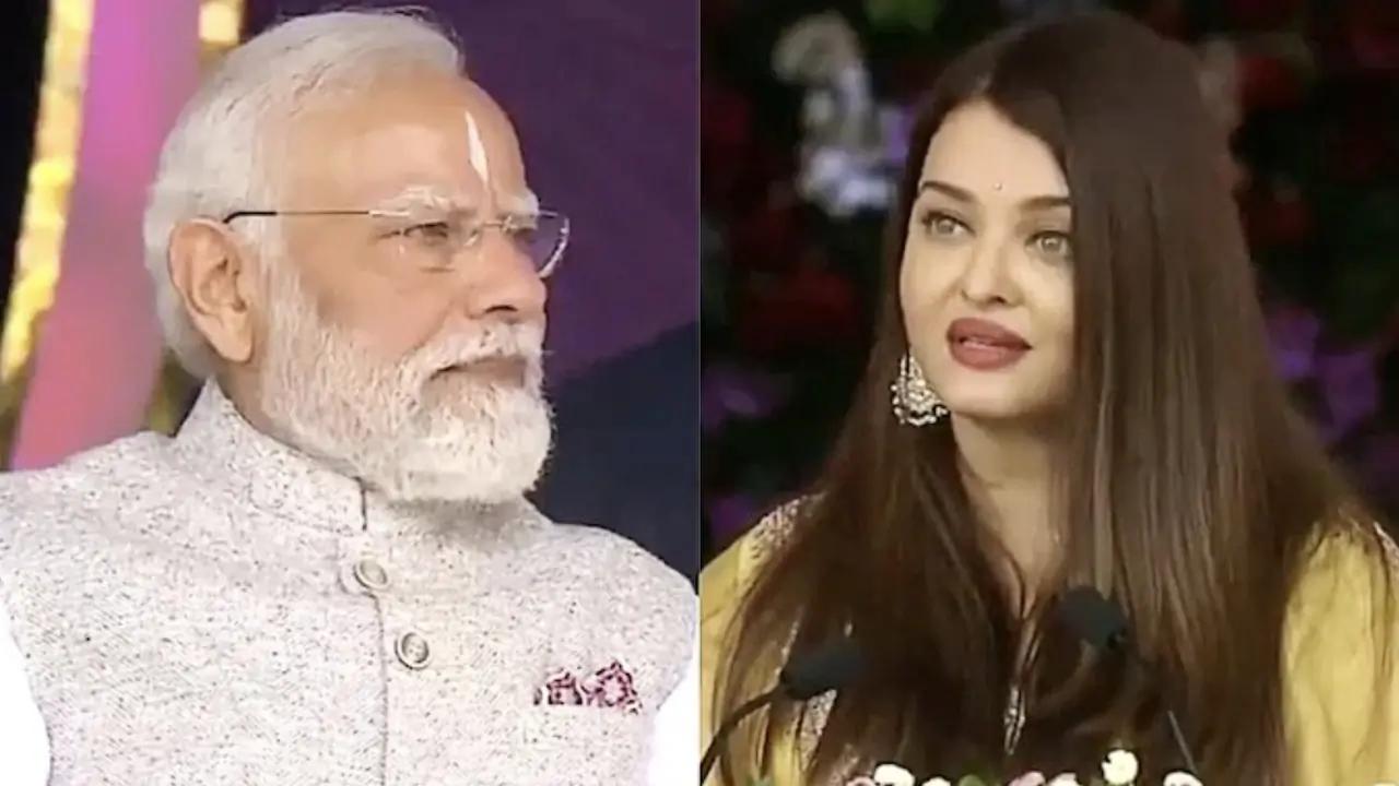 Aishwarya Rai touches PM Modi’s feet at Sri Sathya Sai Baba centenary event; speaks on love, caste & religion