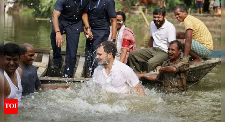 Bihar polls: Rahul Gandhi dives into Begusarai pond, joins locals in catching fish