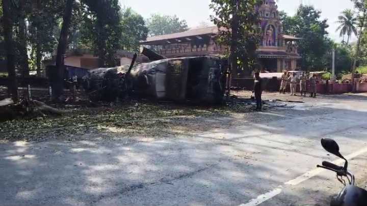 Ethanol tanker catches fire near Yellapur, CNG tanker overturns in Surathkal