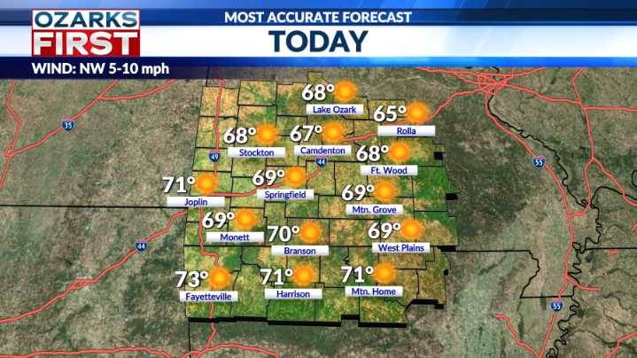 Warming trend continues with highs in 60s to 70s