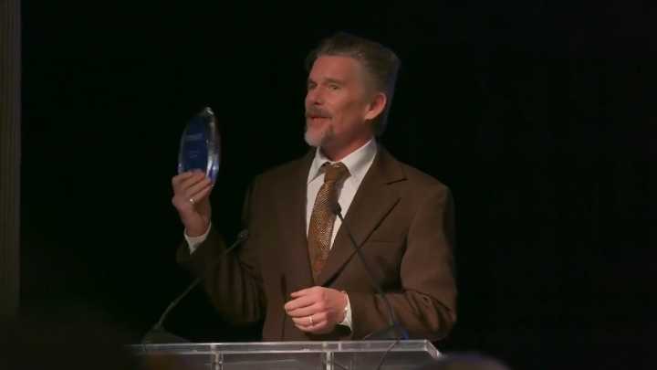 Actor Ethan Hawke accepts award from Miami Film Festival GEMS for 3 decades of work