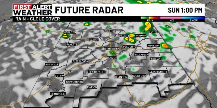 First Alert Weather: Chance for spotty, light showers Sunday