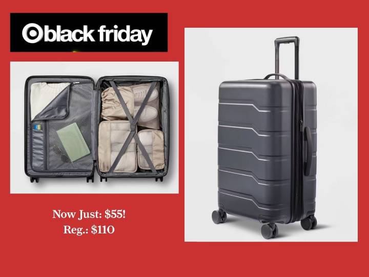 Target Black Friday ad deal: Hardside Medium Checked Suitcase is half off  for a limited time