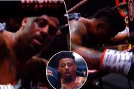 Ex-NFL star Greg Hardy collapses into corner during boxing match in scary scene