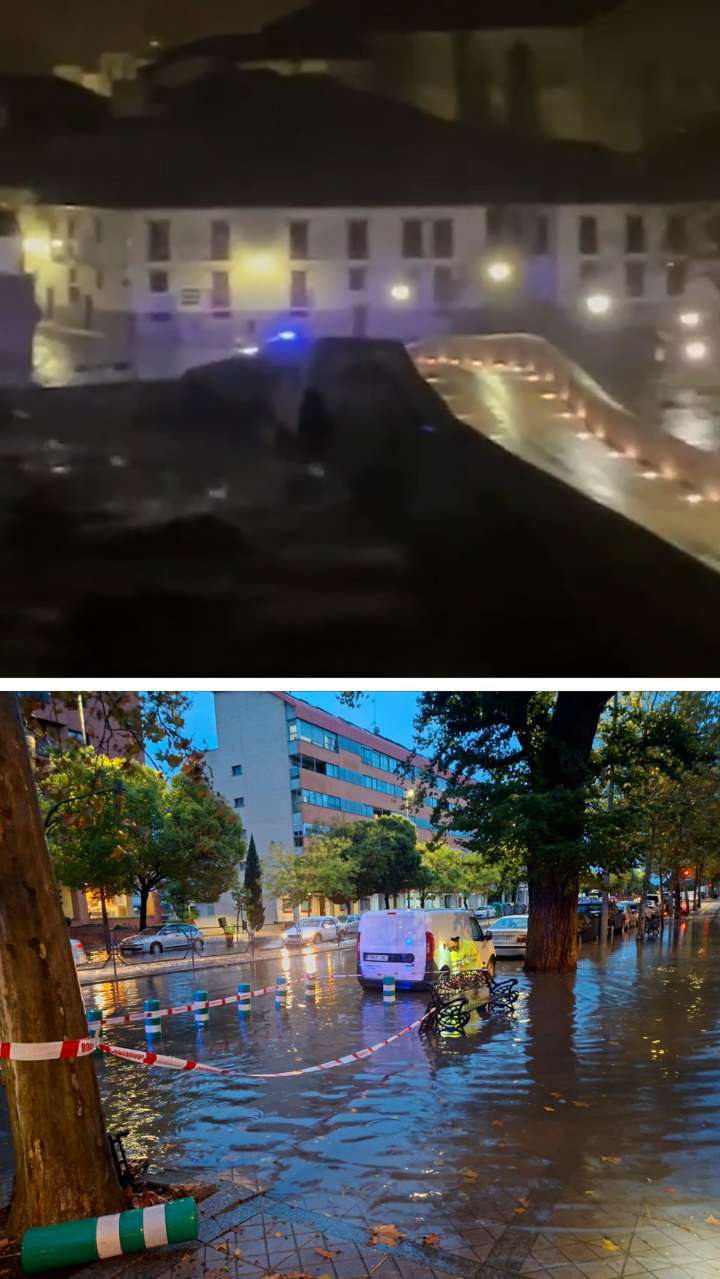 Las imágenes del desbordamiento del río Tormes a su paso por Barco de Ávila