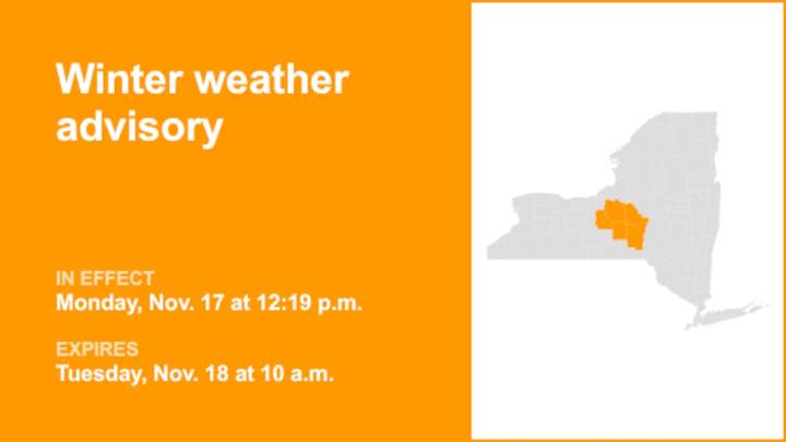 NY weather: Winter weather advisory affecting New York until Tuesday morning
