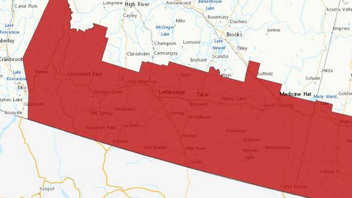 10-20 cm of snow expected Monday in southern Alberta