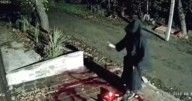 Man carries out satanic ritual with pentagram in blood and cow's head outside ex's home