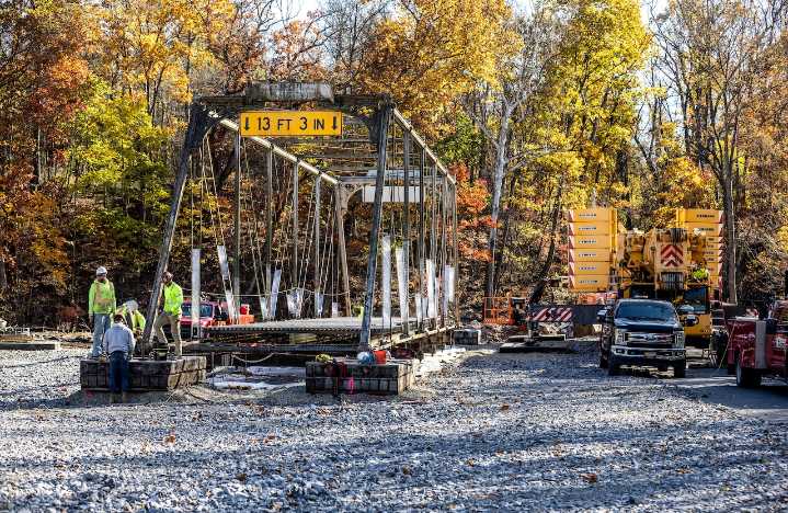 138-year-old central Pa. bridge lifted and moved for repairs