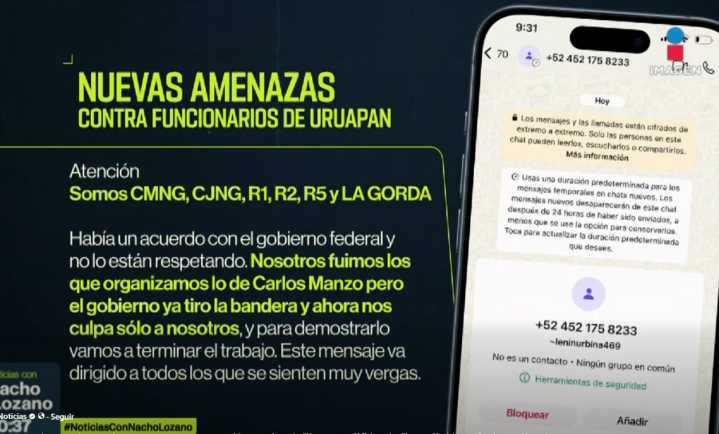 Reciben Grecia Quiroz y funcionarios de Uruapan amenazas del CJNG